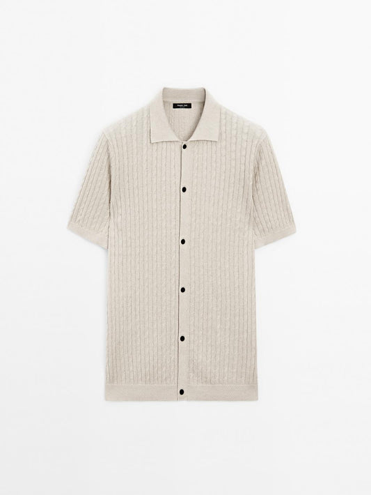 Cable-knit overshirt