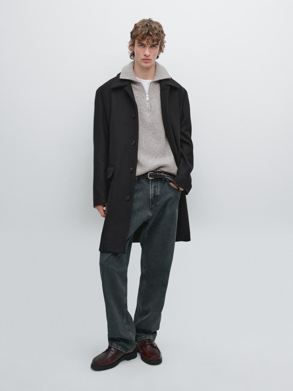 Long wool blend coat
