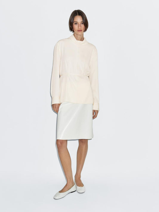 Long sleeve blouse with drawstring detail