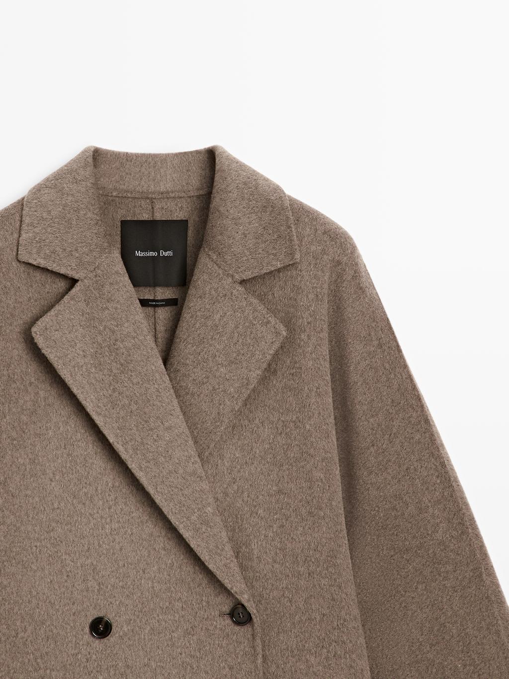 Long wool blend double-breasted coat