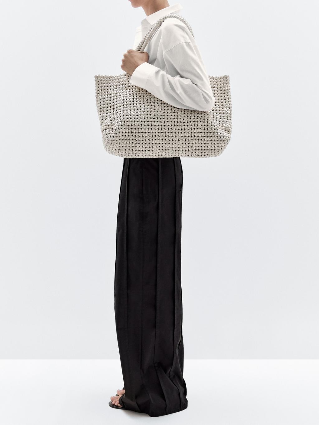 Braided nappa leather shopper bag