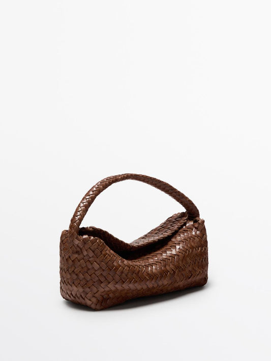 Braided nappa leather crossbody bag