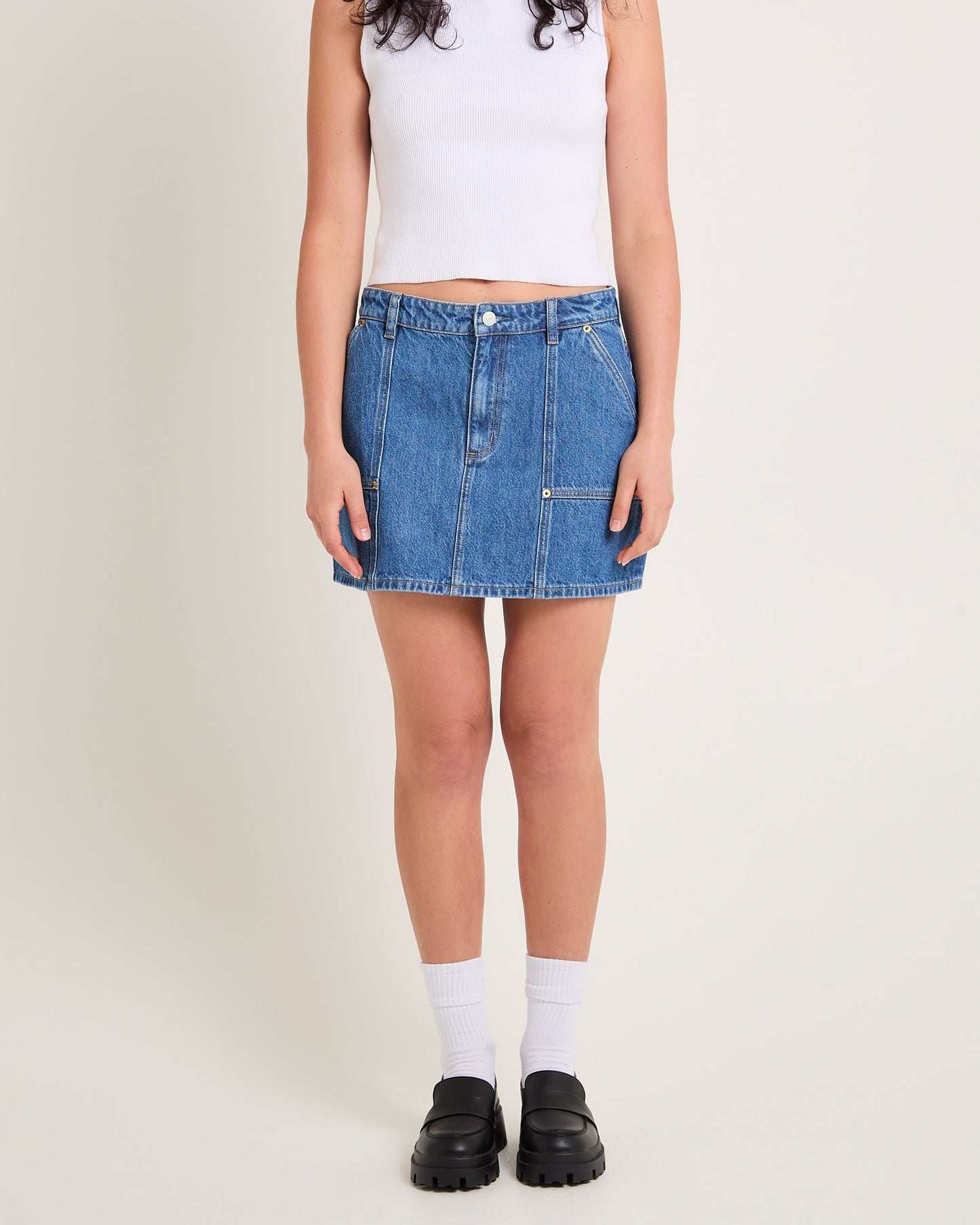 Worker Denim Mini Skirt