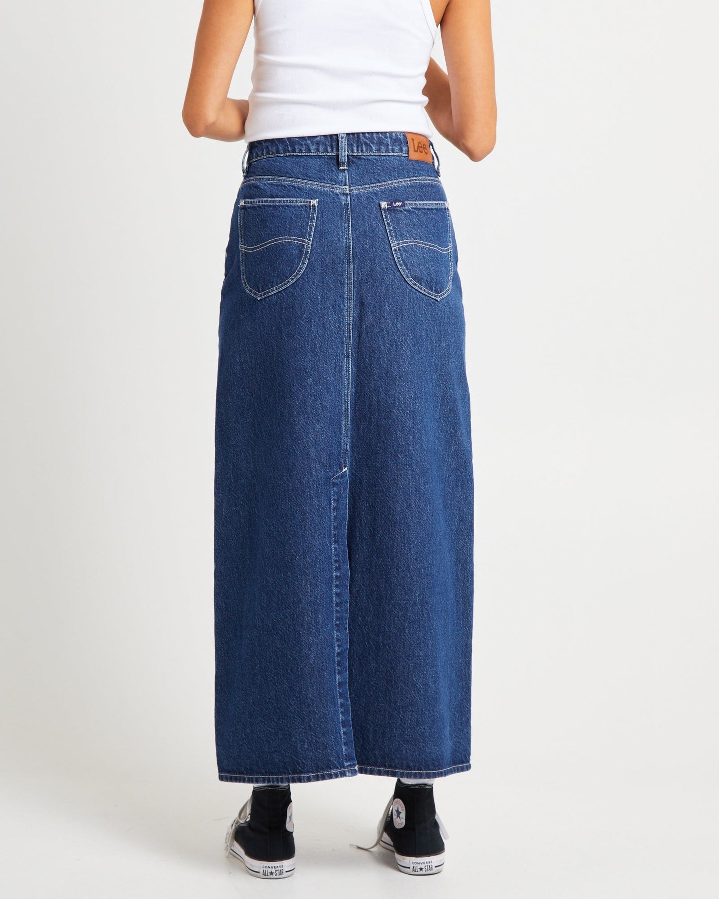 Signature Mid Denim Maxi Skirt Essentials Rinse