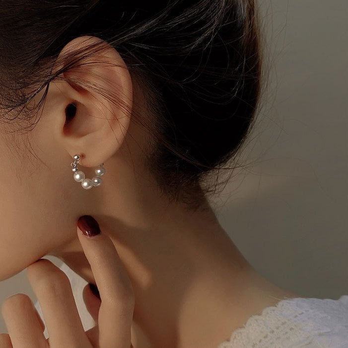 Sterling Silver Baroque Freshwater Pearl Stud Earrings