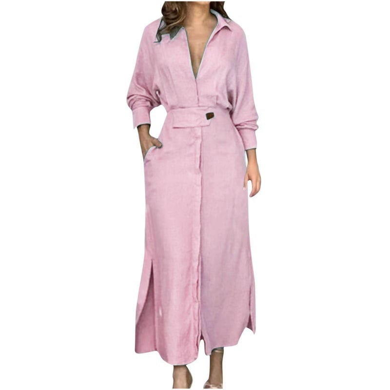 Cotton Linen Maxi Dress – Loose Casual Summer Long Dress