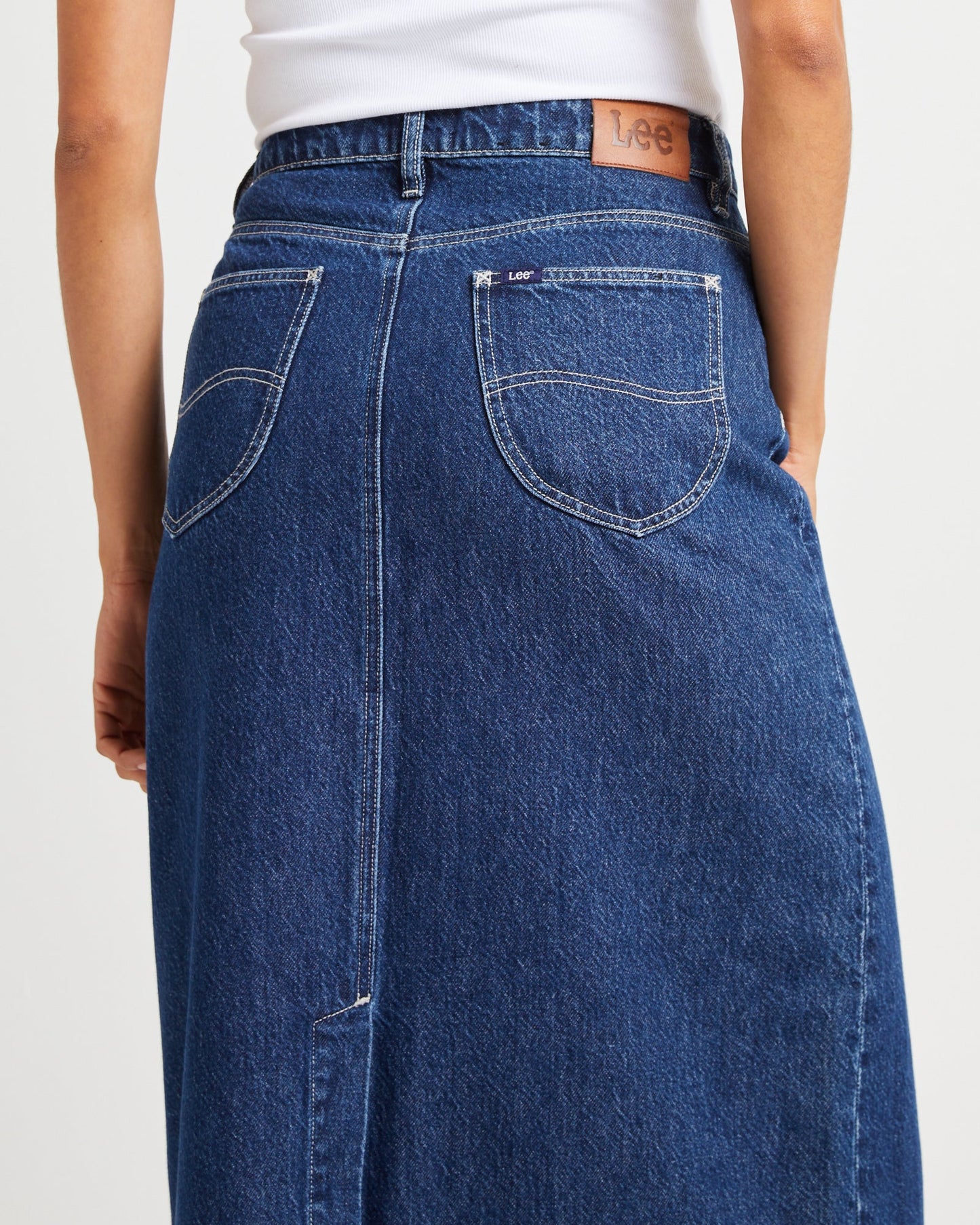 Signature Mid Denim Maxi Skirt Essentials Rinse